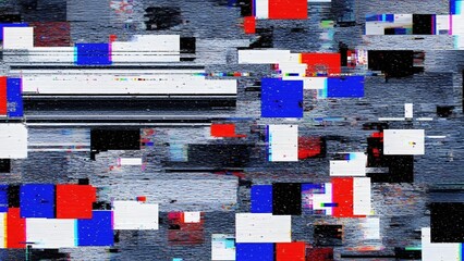 Abstract digital glitch art background with dynamic colorful blocks and stripes