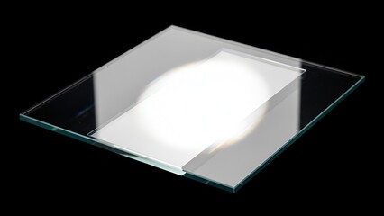 Two sheets of clear glass layered on a black background creating a minimalist look