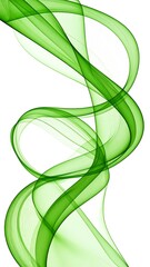 Abstract, flowing green ribbon on white. Creates a sense of movement and lightness, swirling upward dynamically