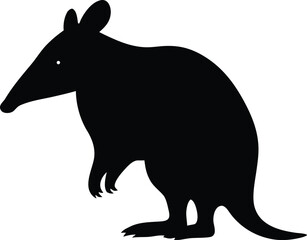 Profile Silhouette of an Australian Bandicoot Standing Upright on its Hind Legs