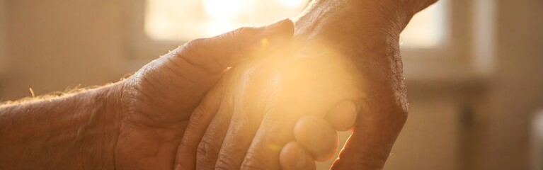 Fototapeta premium Gentle Hands in Golden Sunlight