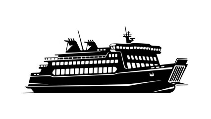 Obraz premium Ferry icon silhouette from side angle flat vector illustration