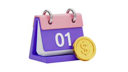 Calendar with First Day and Dollar Coin