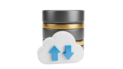 Cloud Database Icon with Upload and Download Arrows