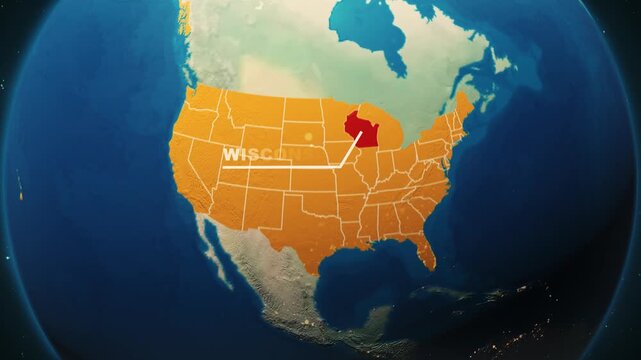 United States Map Animation &ndash; Wisconsin State Highlight