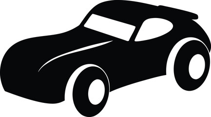 Sleek black silhouette of a modern sports car with smooth lines and classic automotive design