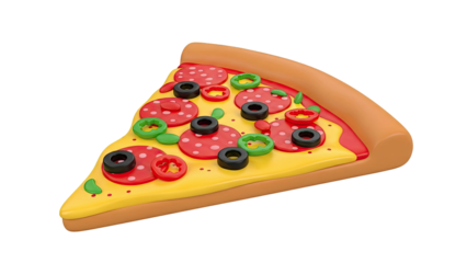 3D Rendered Slice of Pizza with Toppings
