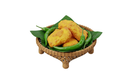 Fried Food Basket with Green Chilies