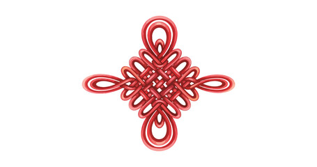 Watercolor Chinese Decorative Knot Isolated on White