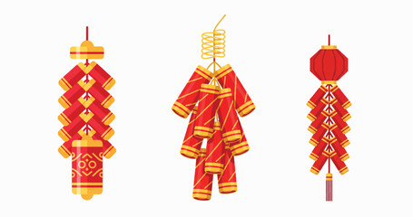 Chinese New Year Firecracker Decoration Vector Isolated