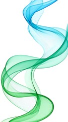 Abstract flowing lines of turquoise and green form a gentle wave pattern against a clean white background