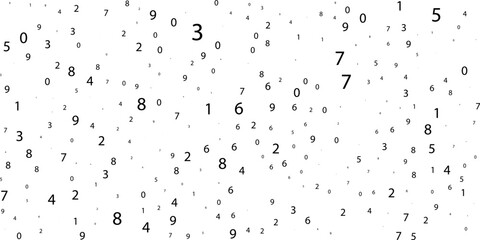 falling colorful messy numbers. math study concept with flying digits. posh back to school mathematics banner on white background. falling numbers vector illustrationeps.10..