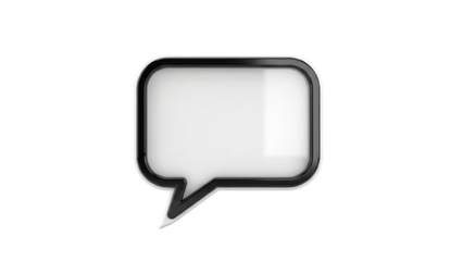 3D White Speech Bubble with Black Outline