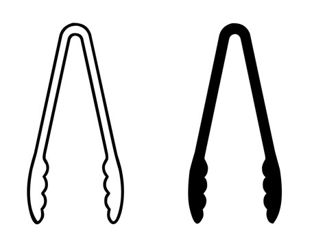 Food tong illustration icon in outline and silhouette style
