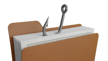 Fishing Hook in File Folder with Documents