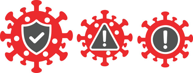 Coronavirus protection, warning, danger icons set | covid 19 health safety symbols