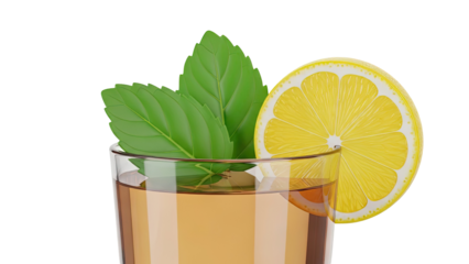 Glass of Iced Tea with Lemon and Mint