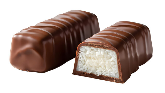 Chocolate Coconut Bar Cut Open Revealing White Filling