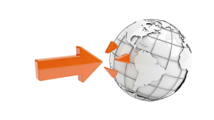 Orange Arrows Approaching a White Globe