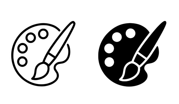 Color palette illustration icons in outline and silhouette styles