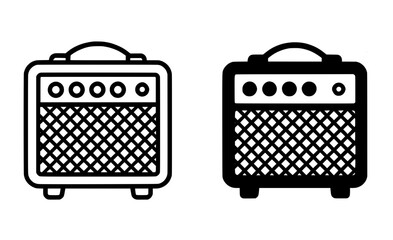 Amplifier illustration icon in outline and silhouette style