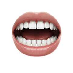 Human Mouth with White Teeth Open Wide.