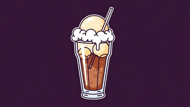 Refreshing Root Beer Float with Vanilla Ice Cream and Foam.