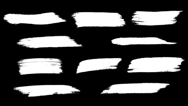 Set of Hand Drawn Brush Stroke Animation on Transparent Background. 4K Video