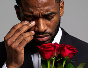 Young man with a rose