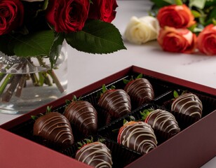 red rose and chocolate