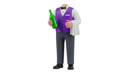 Waiter holding a bottle and a cloth