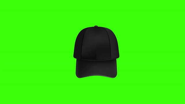 Black Baseball Cap Fashion Sport Headwear Icon Concept Animation with Alpha Channel