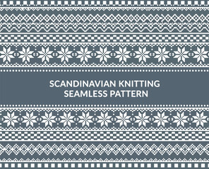 Nordic snowflake fair isle knit texture seamless pattern decorative winter textile background vector © Elizabeth