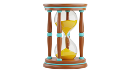 Hourglass with Yellow Sand and Wood/Teal Design