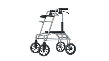 Silver Walker with Seat and Wheels