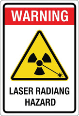 Obraz premium Warning laser radiation hazard sign danger symbol alert safety information label vector