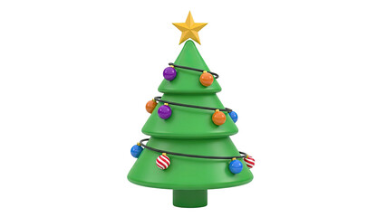 Stylized 3D Christmas Tree with Ornaments and Star