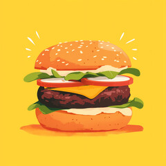 Cute illustration of a hamburger
