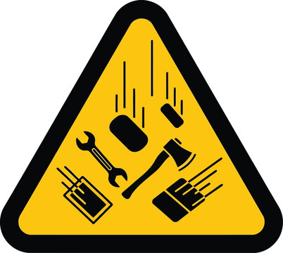 Falling objects hazard warning sign industrial safety symbol alert danger caution danger danger vector