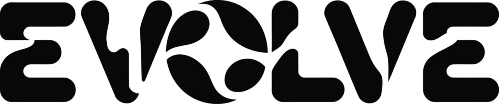 Bold Black "Evolve" Text with Organic, Flowing Letterforms