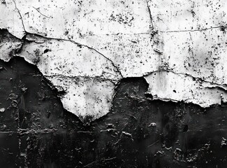 black and white cracked and peeling wall texture with rough surface and uneven layers