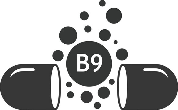 Open capsule releasing b9 vitamin particles health supplement medical concept graphic vector
