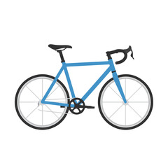 Fototapeta premium Red mountain bike sport vehicle with black wheels and pedals isolated on white background vector illustration