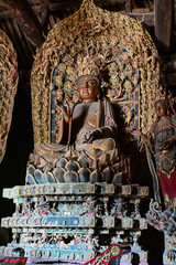 Obraz premium Painted Sculptures of Buddha in Guangsheng Temple, Hongtong County, Linfen City, Shanxi Province