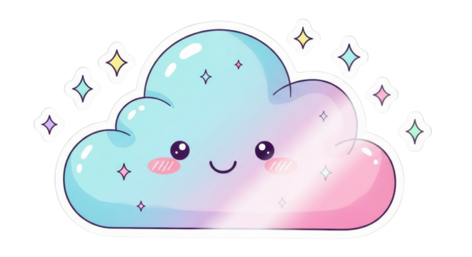 Cute Pastel Gradient Cloud Sticker with Sparkles - Powered by Adobe