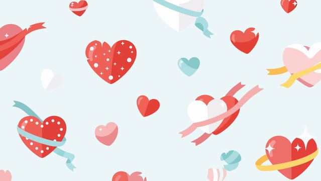 Valentines Day Heart Pattern with Cupid.