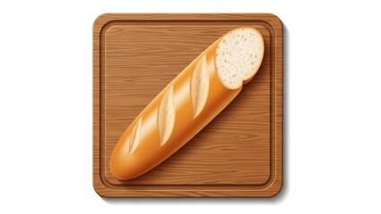 Freshly Baked French Baguette on a Wooden Cutting Board, Ready to Serve.