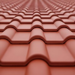 Close-up pattern of red terracotta roof tiles showing detailed texture and repetitive rows for building.
