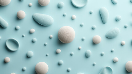 3D textured organic shapes on pastel background