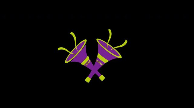 Horn Musical Instrument Sound Signal Loop Animation with Alpha Channel